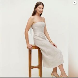 NWT REFORMATION Christen Linen Dress - Oatmeal